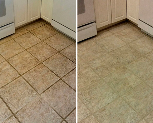 Before and After Picture of a Grout Cleaning Service in Tampa, FL