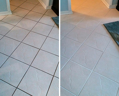 Before and After Picture of a Tile and Grout Cleaners Service in St Petersburg, FL
