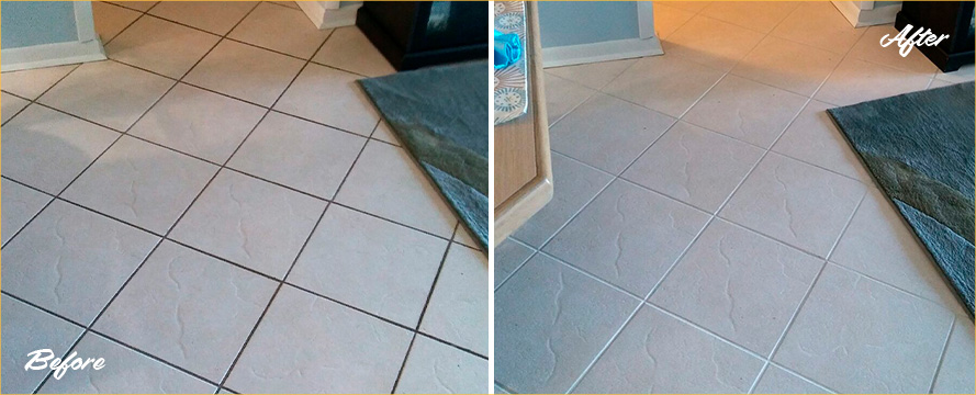 Before and After Picture of a Tile and Grout Cleaners Service in St Petersburg, FL