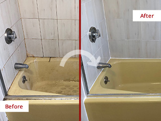 Tub Shower Before and After Our Tile and Grout Cleaners in Tampa, FL