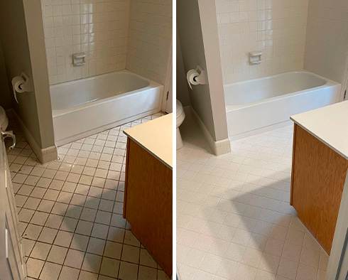 Ceramic Tile Bathroom Before and After a Tile Cleaning in Riverview