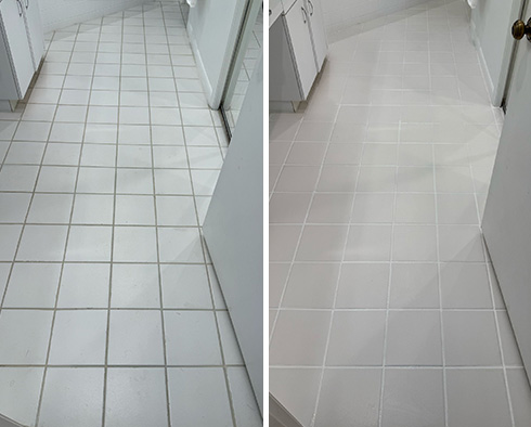 Floor Before and After a Grout Cleaning in St. Petersburg, FL