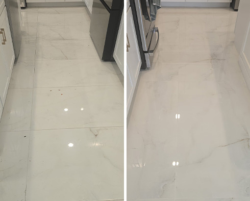 Floor Before and After a Grout Sealing in Tampa, FL