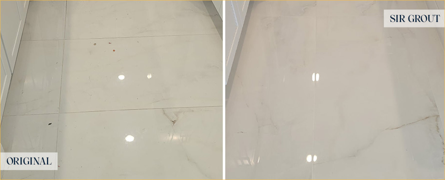 Floor Before and After a Flawless Grout Sealing in Tampa, FL