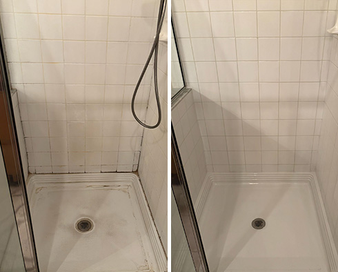 Shower Before and After a Tile Cleaning in Riverview, FL