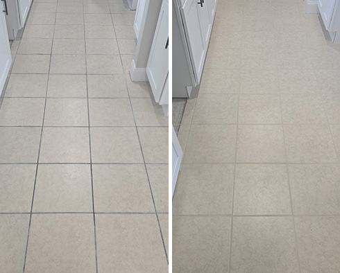 Floor Before and After a Grout Cleaning in Tampa, FL