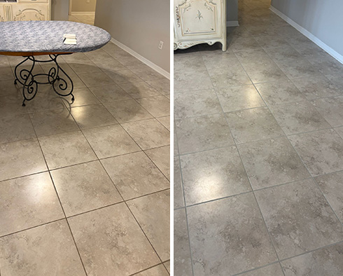 Floor Before and After a Grout Sealing in Wesley Chapel, FL