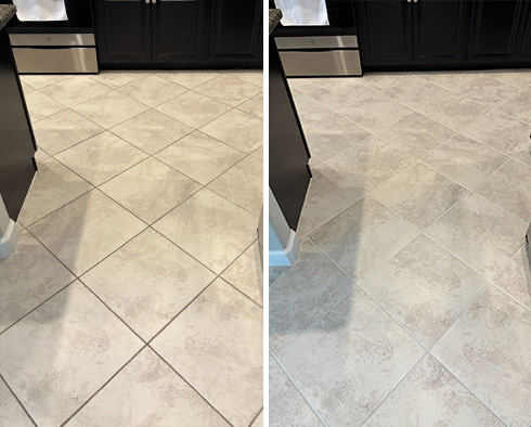 Floor Before and After a Grout Sealing in Wesley Chapel, FL