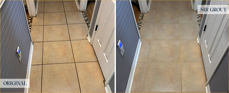 Floor Before and After an Excellent Grout Cleaning in St. Petersburg, FL