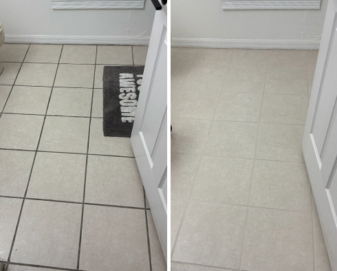 Floor Before and After a Grout Cleaning in St. Petersburg, FL
