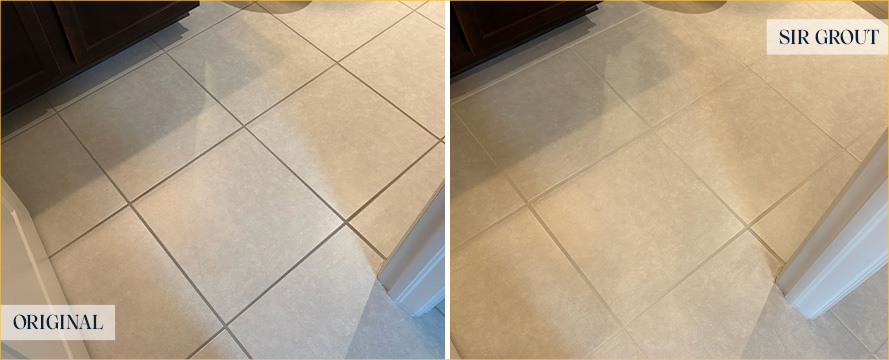 Floor Before and After a Superb Grout Sealing in Wesley Chapel, FL