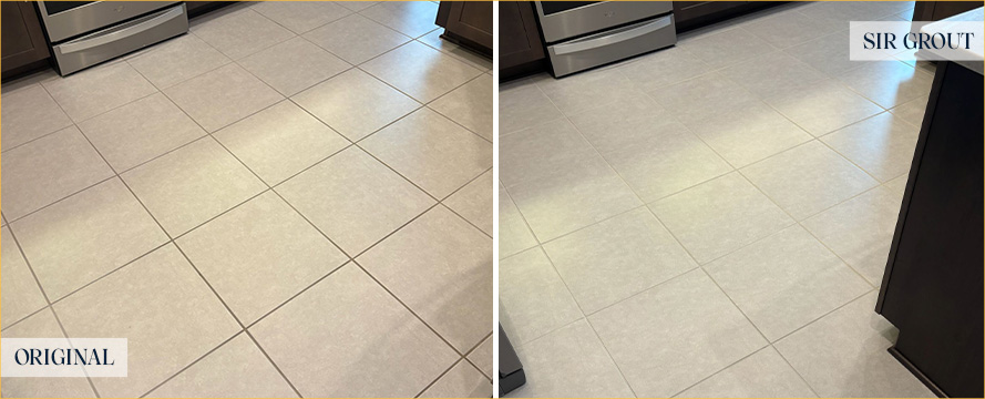 Floor Before and After a Flawless Grout Sealing in Wesley Chapel, FL