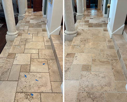 Floor Before and After a Grout Cleaning in Tampa, FL