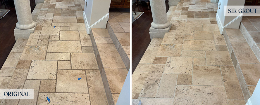 Floor Before and After a Superb Grout Cleaning in Tampa, FL