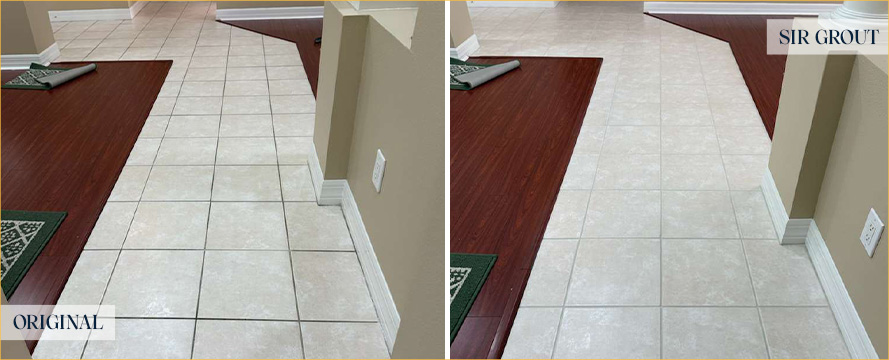 Floor Before and After a Flawless Grout Cleaning in Tampa, FL
