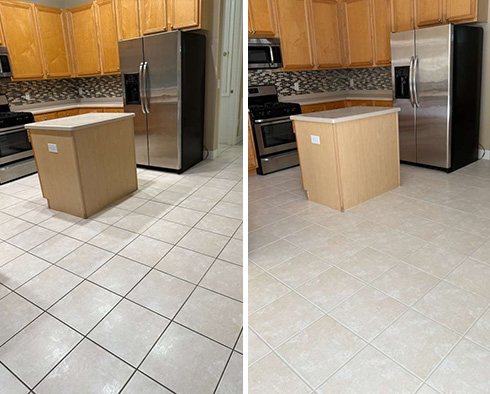 Floor Before and After a Grout Cleaning in Tampa, FL