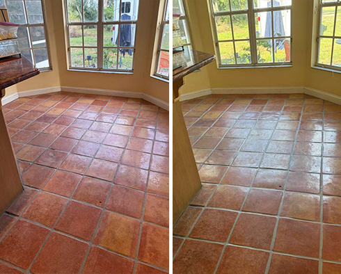 Floor Before and After a Grout Sealing in Odessa, FL
