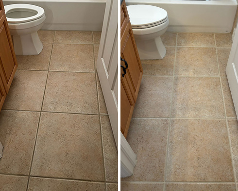 Floor Before and After a Grout Sealing in Apollo Beach, FL