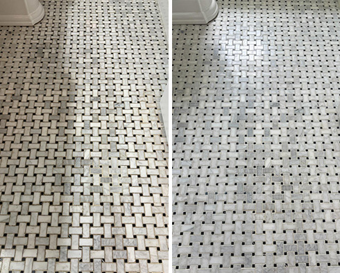 Floor Before and After a Tile Cleaning in Tampa, FL