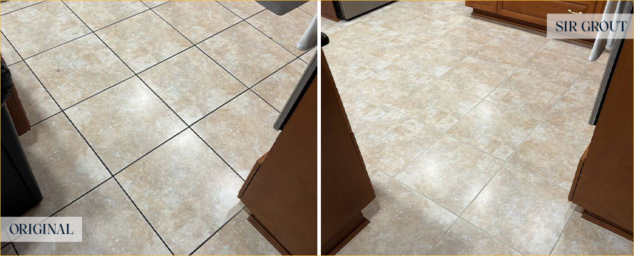 Floor Before and After a Flawless Grout Cleaning in Tampa, FL