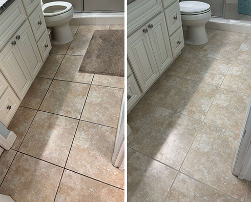 Floor Before and After a Grout Cleaning in Tampa, FL