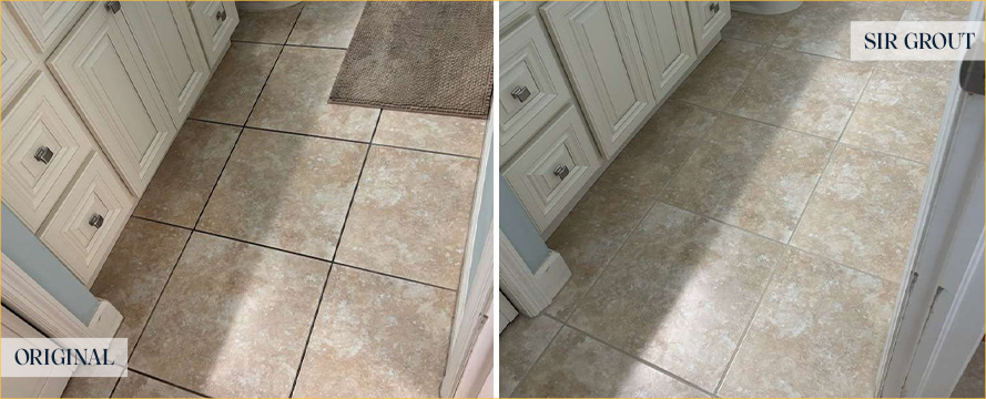 Floor Before and After a Superb Grout Cleaning in Tampa, FL