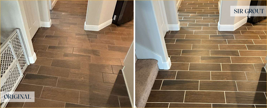 Floor Before and After an Excellent Grout Cleaning in Riverview, FL 