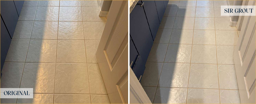 Floor Before and After a Flawless Grout Sealing in Safety Harbor, FL