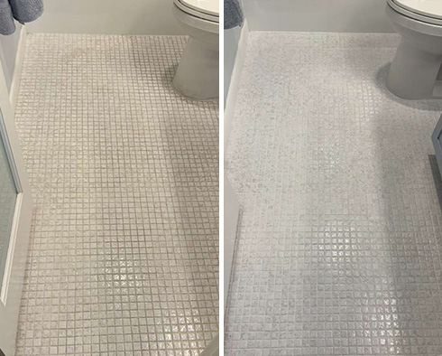 Floor Before and After a Grout Sealing in Tampa, FL