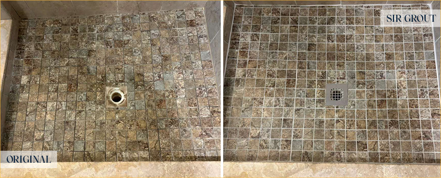 Shower Before and After an Excellent Tile Cleaning in Temple Terrace, FL