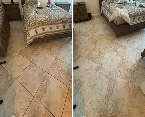 Floor Before and After a Grout Sealing in Clearwater, FL