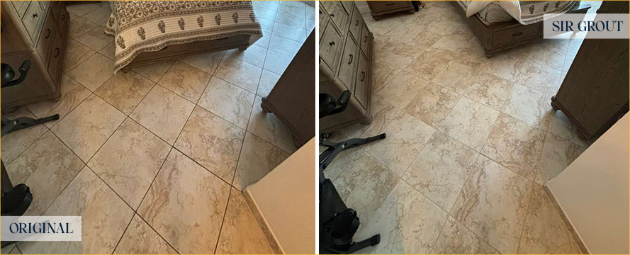 Floor Before and After a Flawless Grout Sealing in Clearwater, FL