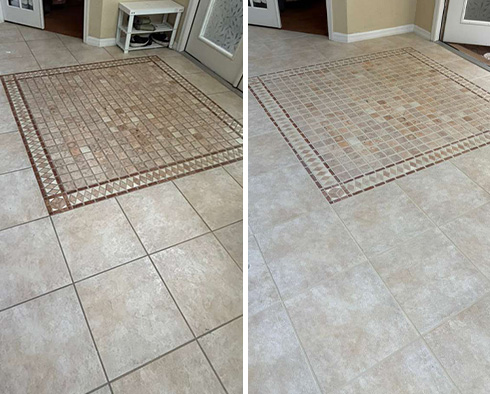 Floor Before and After a Grout Cleaning in Tampa, FL 