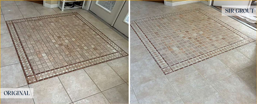 Floor Before and After a Flawless Grout Cleaning in Tampa, FL 