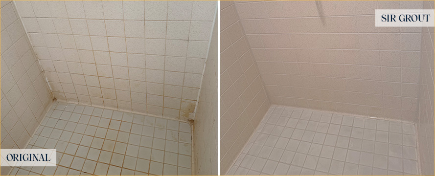 Shower Before and After an Excellent Tile Cleaning in Tampa, FL