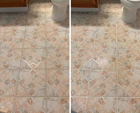 Floor Before and After a Grout Sealing in Tampa, FL