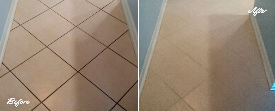 Before and After Picture of a Tile and Grout Cleaners Service in St Petersburg, FL