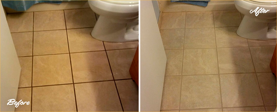 Before and After Picture of a Tile and Grout Cleaners Service in St Petersburg, FL