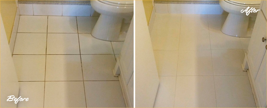 Before and After Picture of a Tile and Grout Cleaners Service in St Petersburg, FL