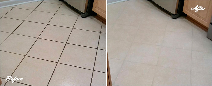 Before and After Picture of a Tile and Grout Cleaners Service in St Petersburg, FL