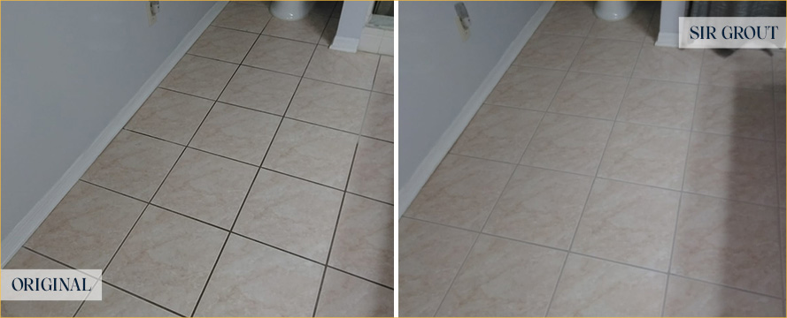 Floor Before and After a Superb Grout Sealing in Sun City Center, FL