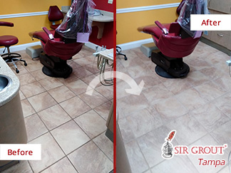 Before and After Our Office Grout Cleaning in Lutz, FL