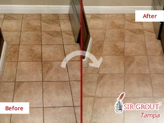 Before and After Our Grout Recoloring in Tampa, FL
