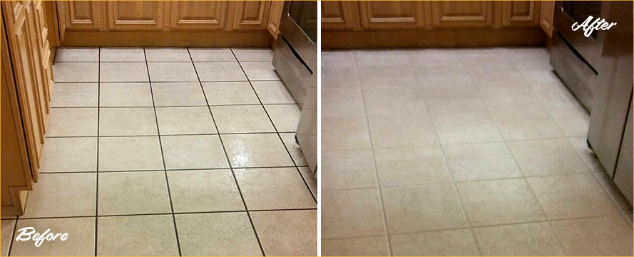 Before and After Of a Home Surface After a Grout Cleaning in Clearwater, FL