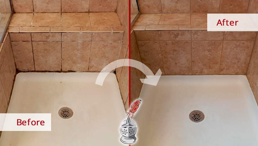 Shower Before and After Our Remarkable Caulking Services in Valrico, FL