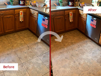 Floor Before and After a Grout Cleaning in Brandon, FL