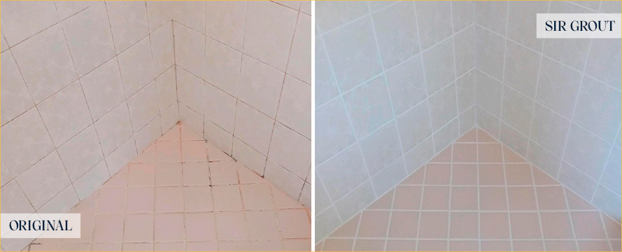 Shower Before and After a Flawless Grout Cleaning in Tampa, FL