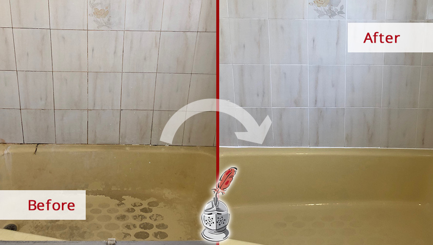 Tub Shower Surfaces Before and After Our Tile and Grout Cleaners in Tampa, FL