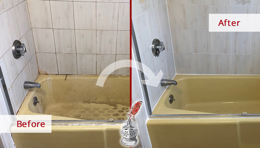 Tub Shower Before and After Our Tile and Grout Cleaners in Tampa, FL