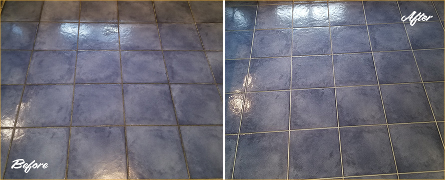 Kitchen Before and After Our Tile Cleaning in Tampa, FL
